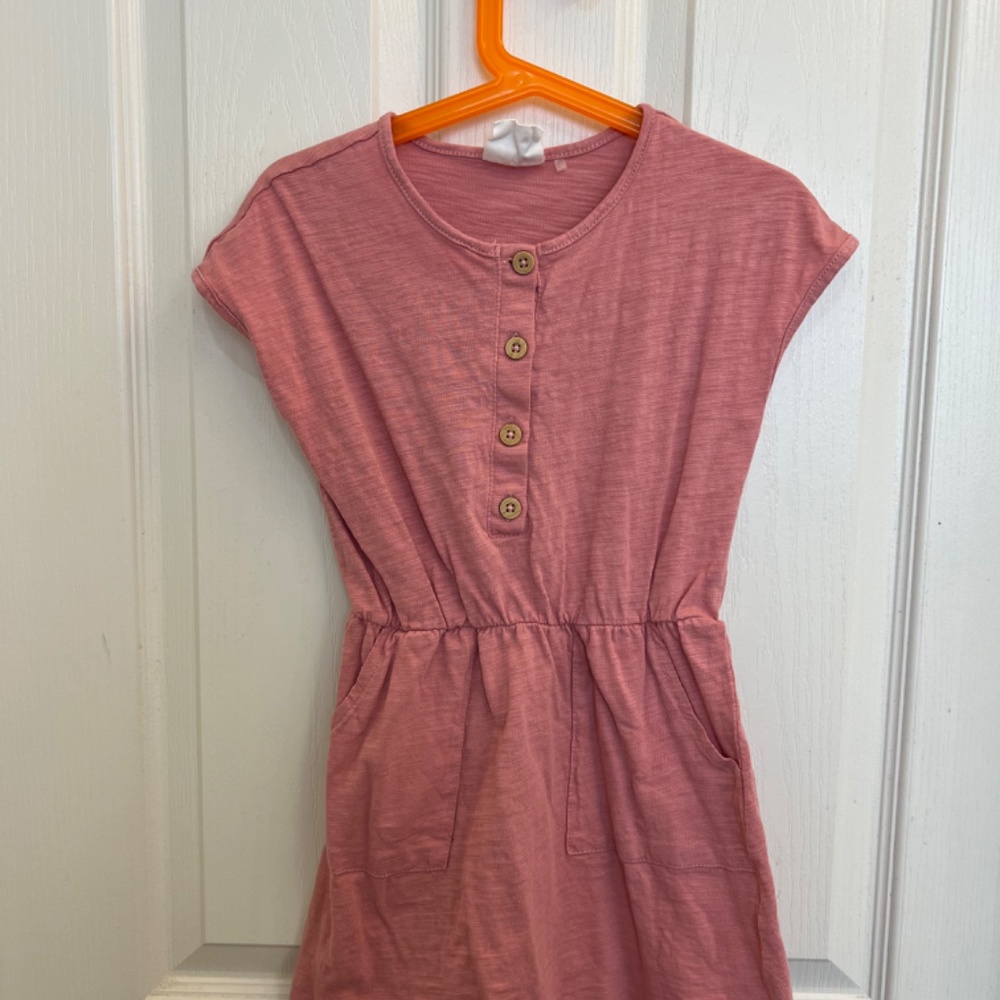 Cotton On Kids Cotton Pull over Dress Decorative Buttons Lightweight size 5 Dres